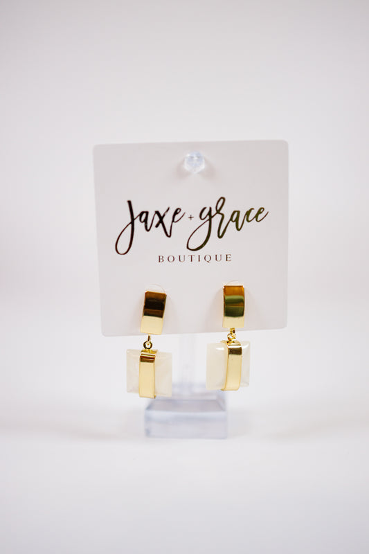 Vintage Gold Geometric Drop Earrings Jaxe + Grace Boutique