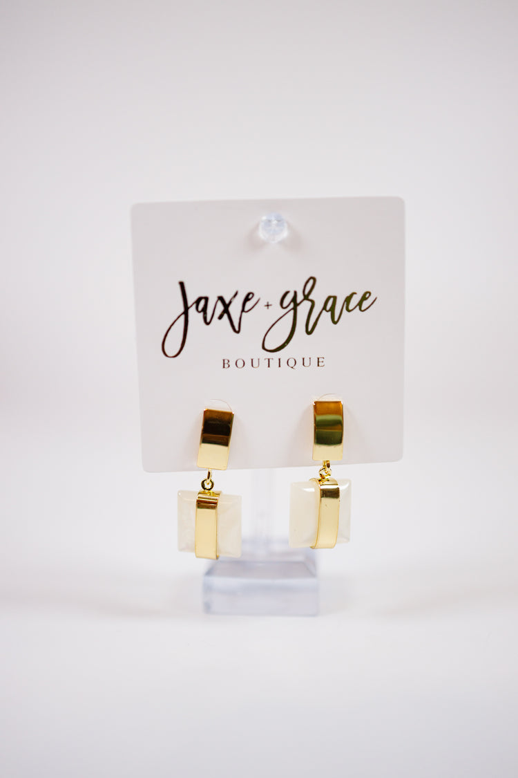 Vintage Gold Geometric Drop Earrings Jaxe + Grace Boutique