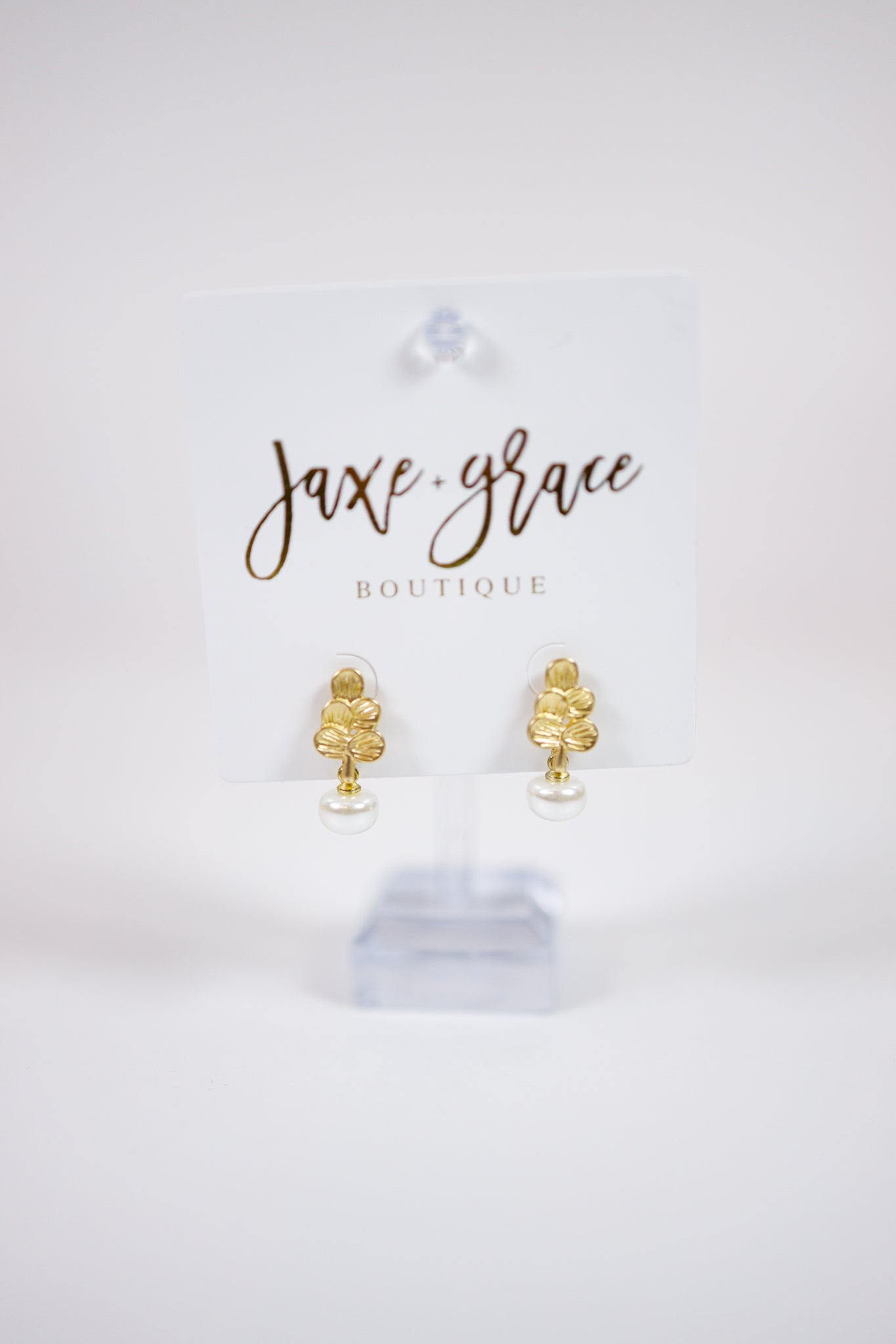 Pearl and Leaf Earrings Jaxe + Grace Boutique