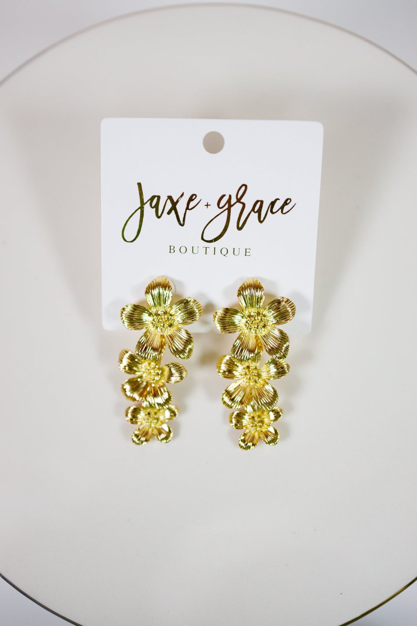 Gold Flower Drop Earrings Jaxe + Grace Boutique