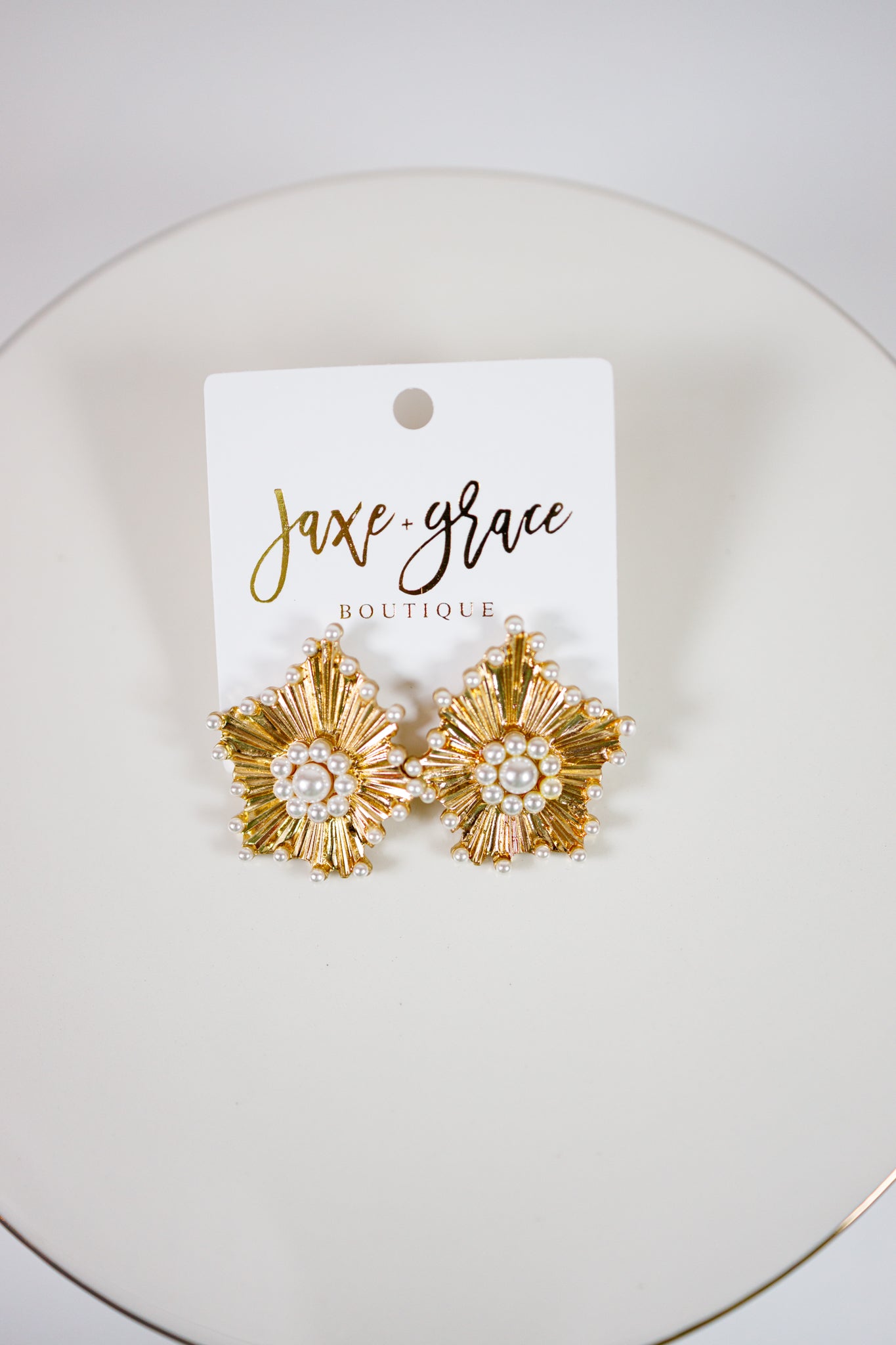 Flower Vintage Pearl Earrings Jaxe + Grace Boutique