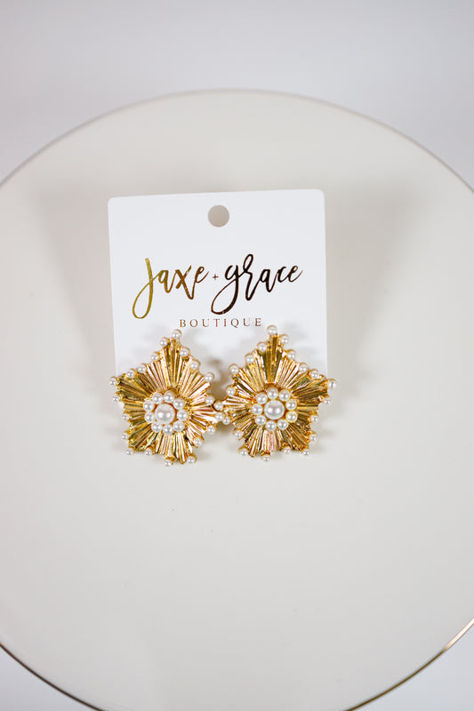 Flower Vintage Pearl Earrings Jaxe + Grace Boutique