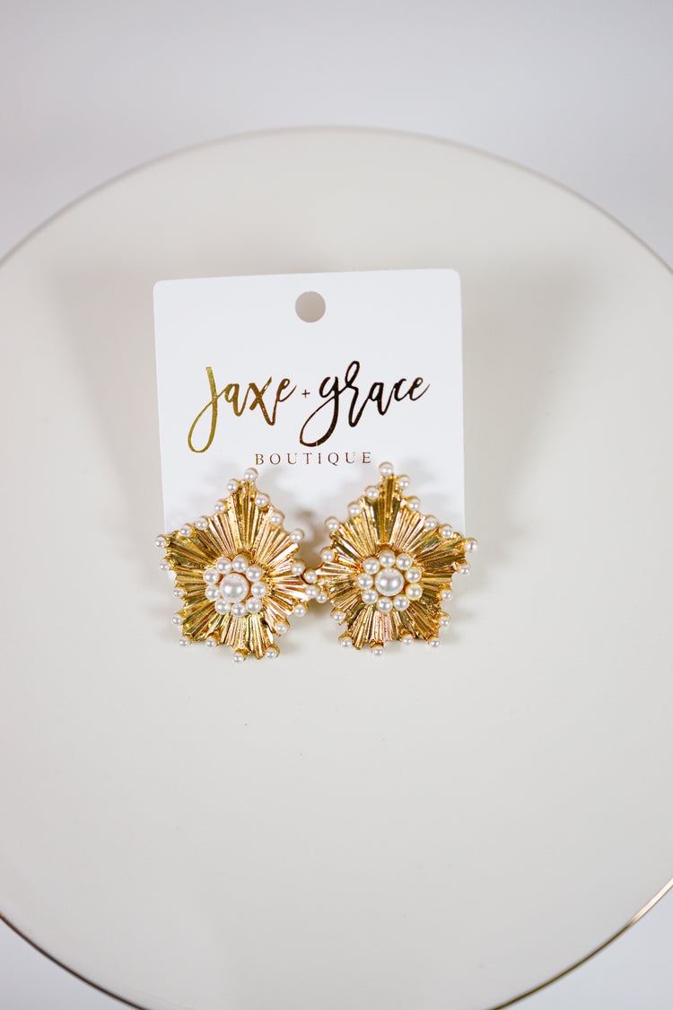 Flower Vintage Pearl Earrings Jaxe + Grace Boutique