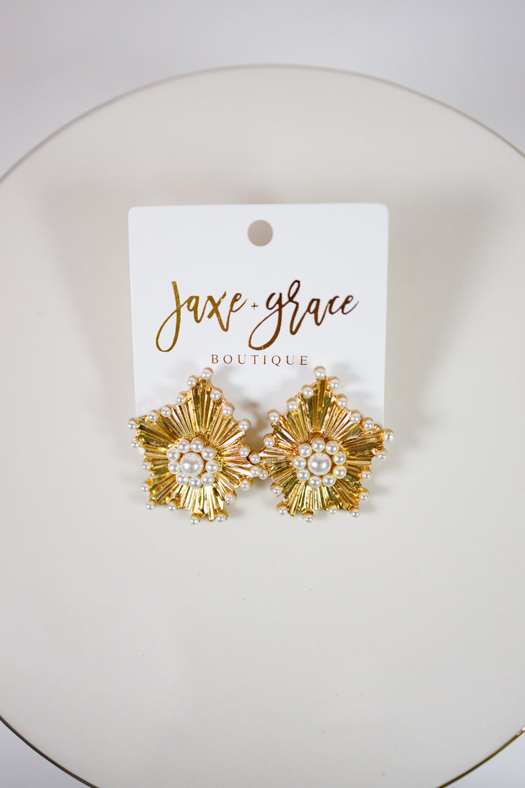Flower Vintage Pearl Earrings Jaxe + Grace Boutique