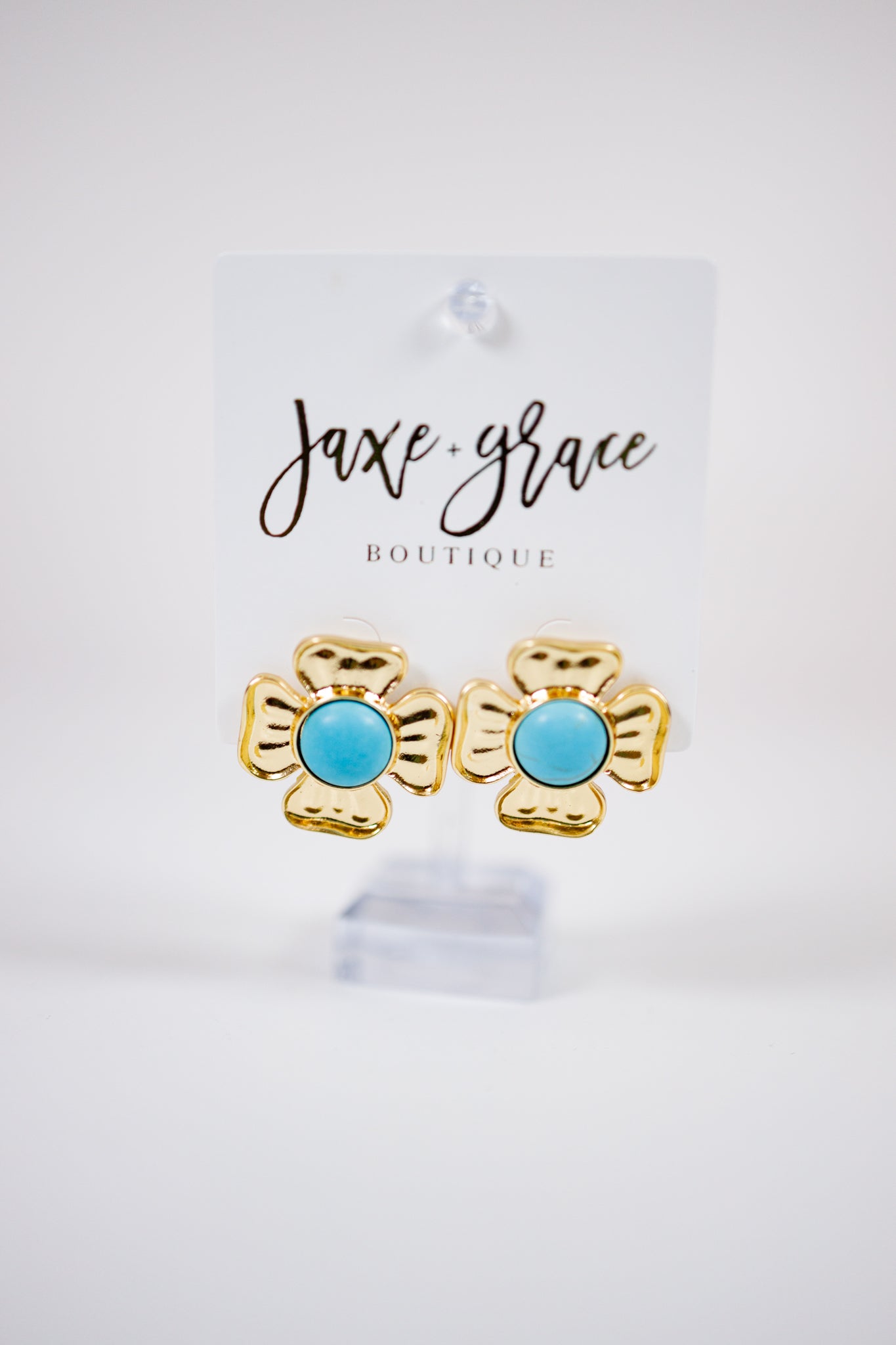 Turquoise Four Leaf Drop Earrings Jaxe + Grace Boutique