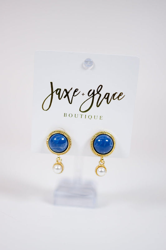 Vintage Drop Earrings with Pearl and Crystal Jaxe + Grace Boutique