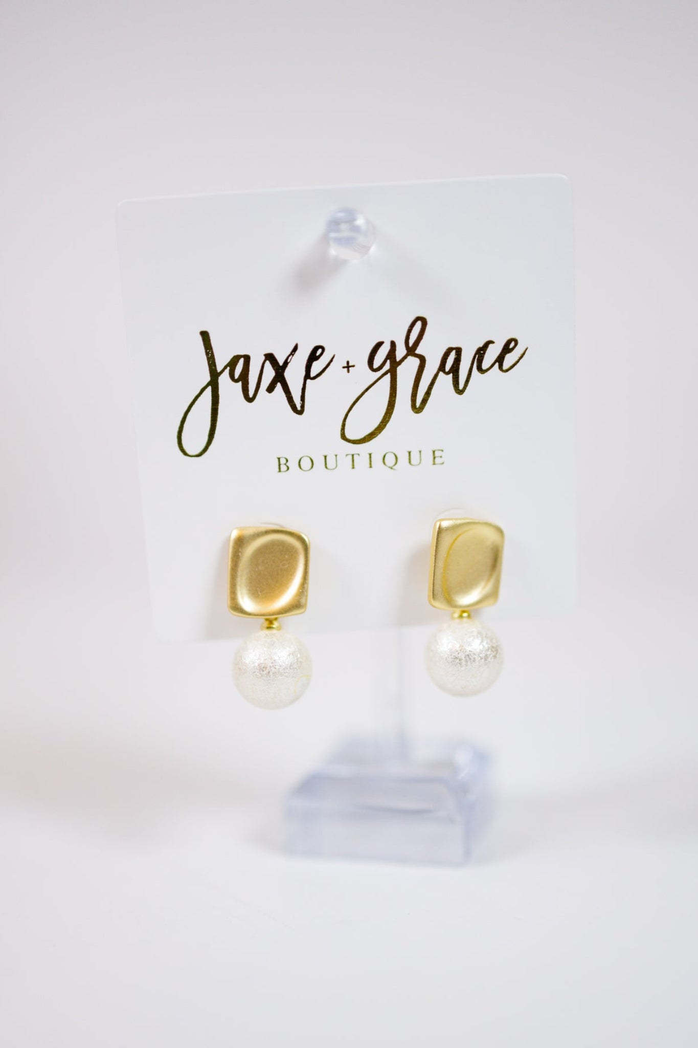 Geometric Pearl Drop Earrings Jaxe + Grace Boutique