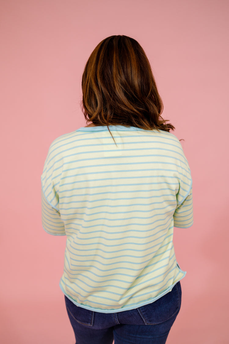 Mint Striped Boxy Top Jaxe + Grace Boutique