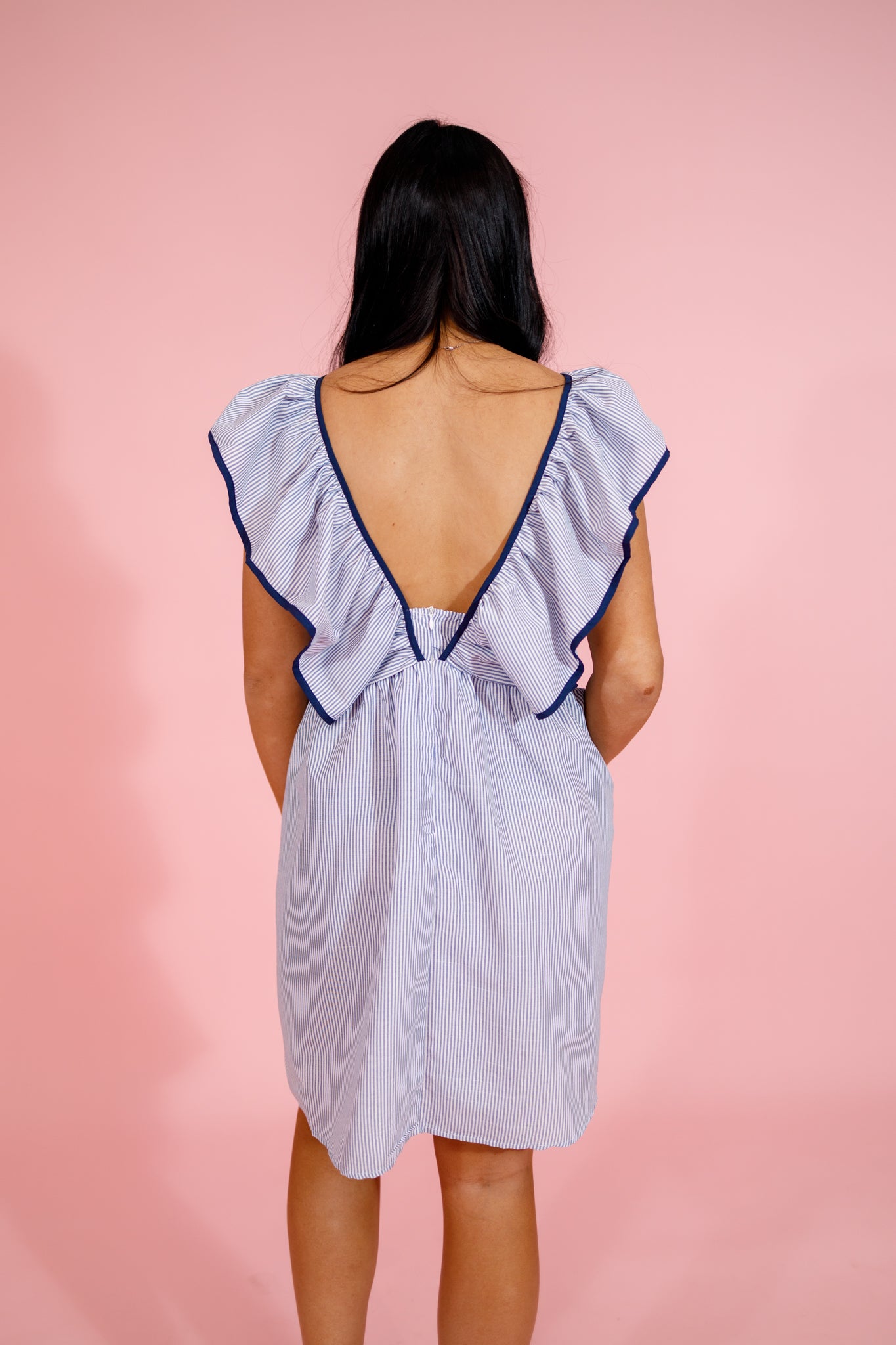 Navy Striped Front Tie Dress Jaxe + Grace Boutique