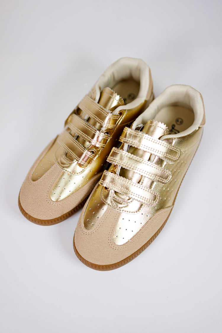 Gold Scallop Velcro Sneaker Jaxe + Grace Boutique