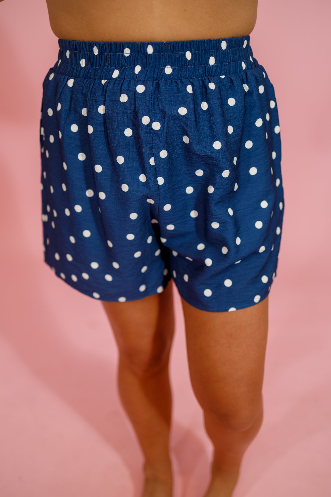Blue Polka Dot Elastic Shorts Jaxe + Grace Boutique