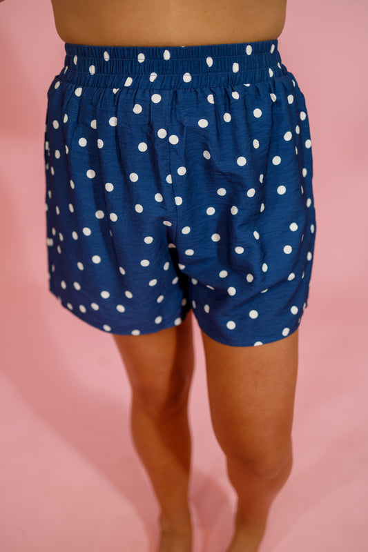 Blue Polka Dot Elastic Shorts Jaxe + Grace Boutique