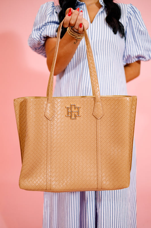 Caroline Hill - Heath Tote Bag, WOVEN TAN Jaxe + Grace Boutique