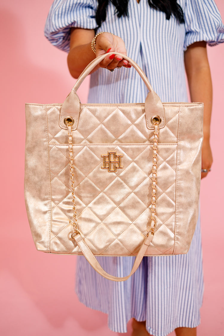 Caroline Hill - Gold Shimmer LD Kinzley Tote Jaxe + Grace Boutique