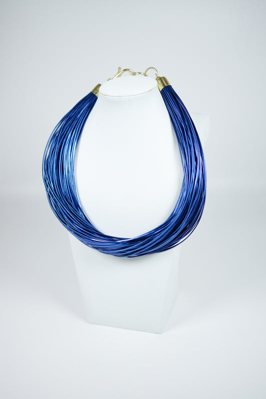 Blue Leatherette Cluster Strand Necklace Jaxe + Grace Boutique