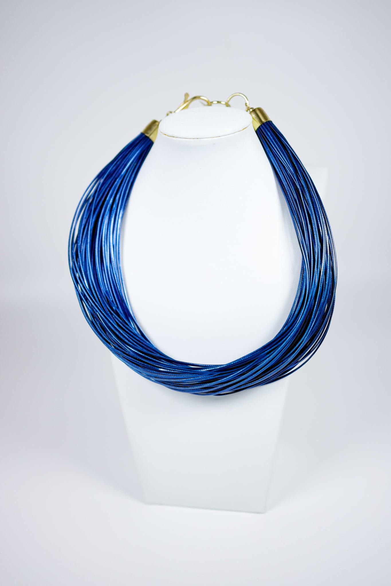 Blue Leatherette Cluster Strand Necklace Jaxe + Grace Boutique