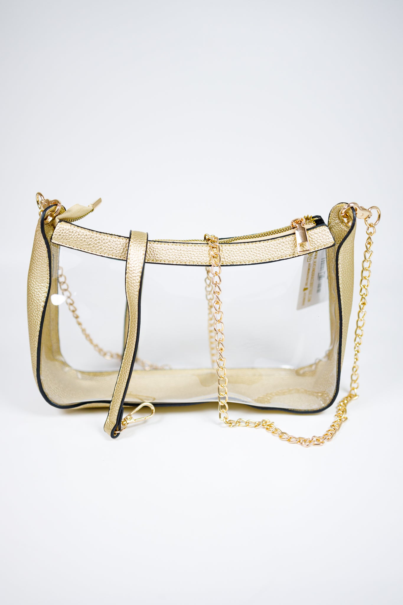 Clear Gold Trim Stadium Bag Jaxe + Grace Boutique