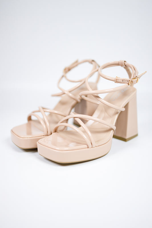 Nude Square Toe Strappy Heel Jaxe + Grace Boutique