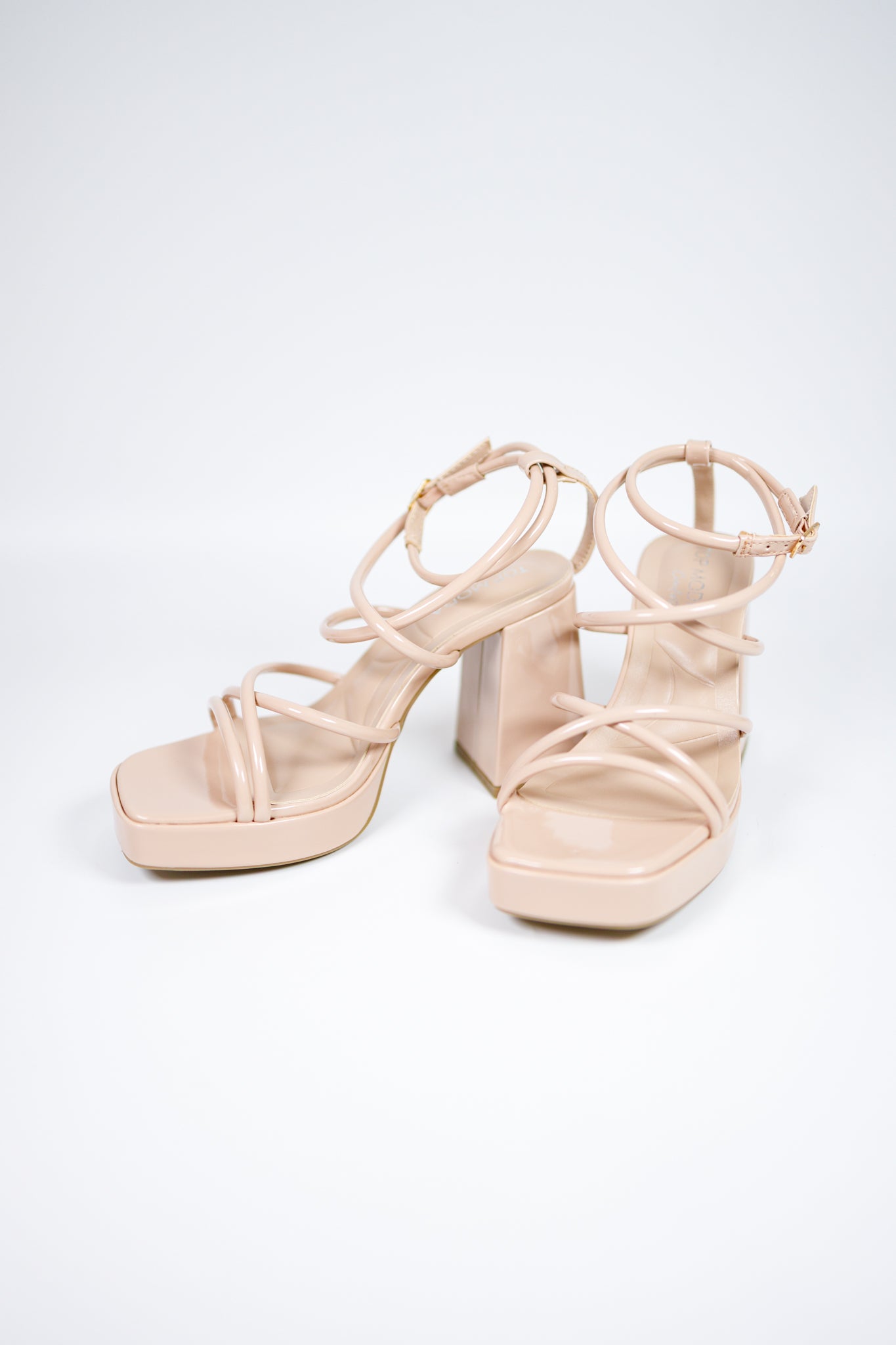 Nude Square Toe Strappy Heel Jaxe + Grace Boutique
