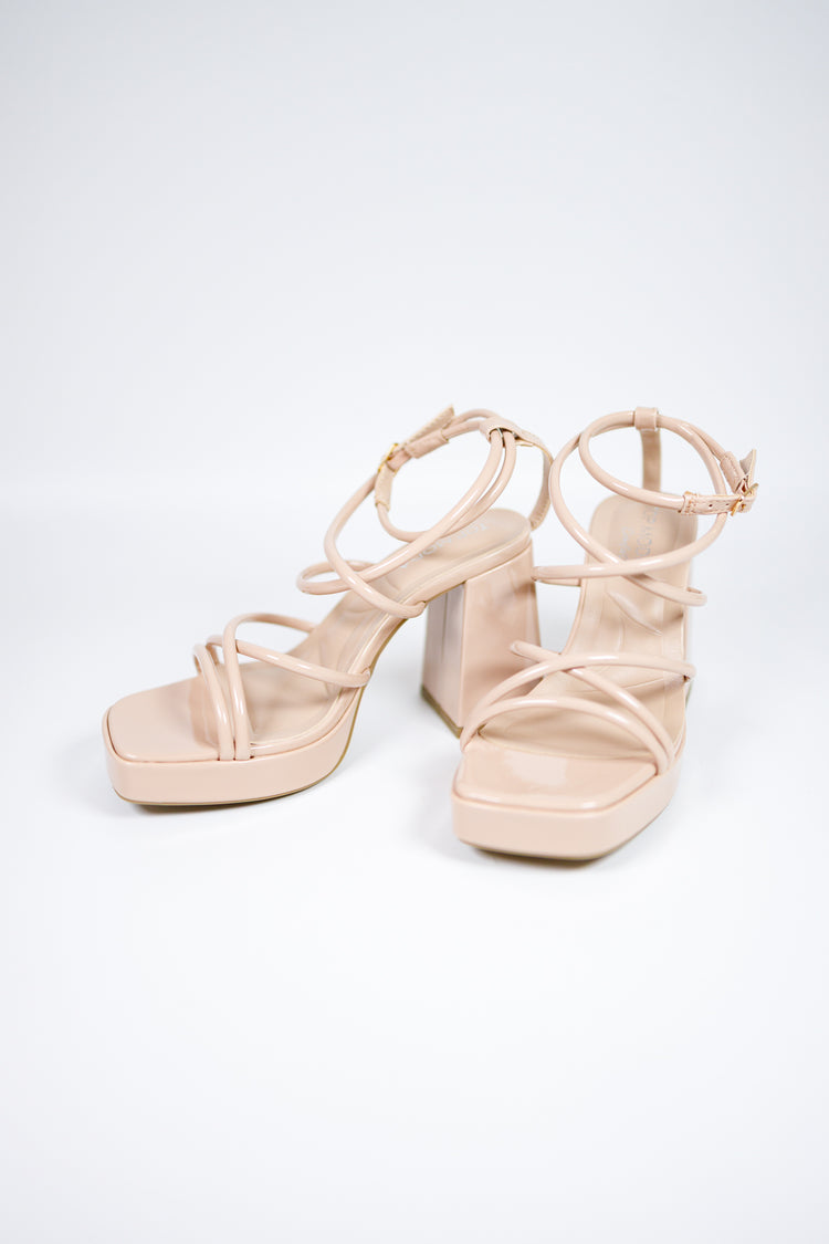 Nude Square Toe Strappy Heel Jaxe + Grace Boutique