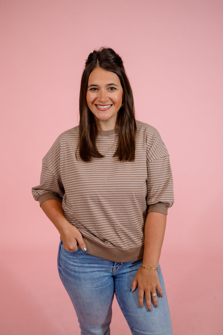 Striped Contrast Top, ASH MOCHA Jaxe + Grace Boutique
