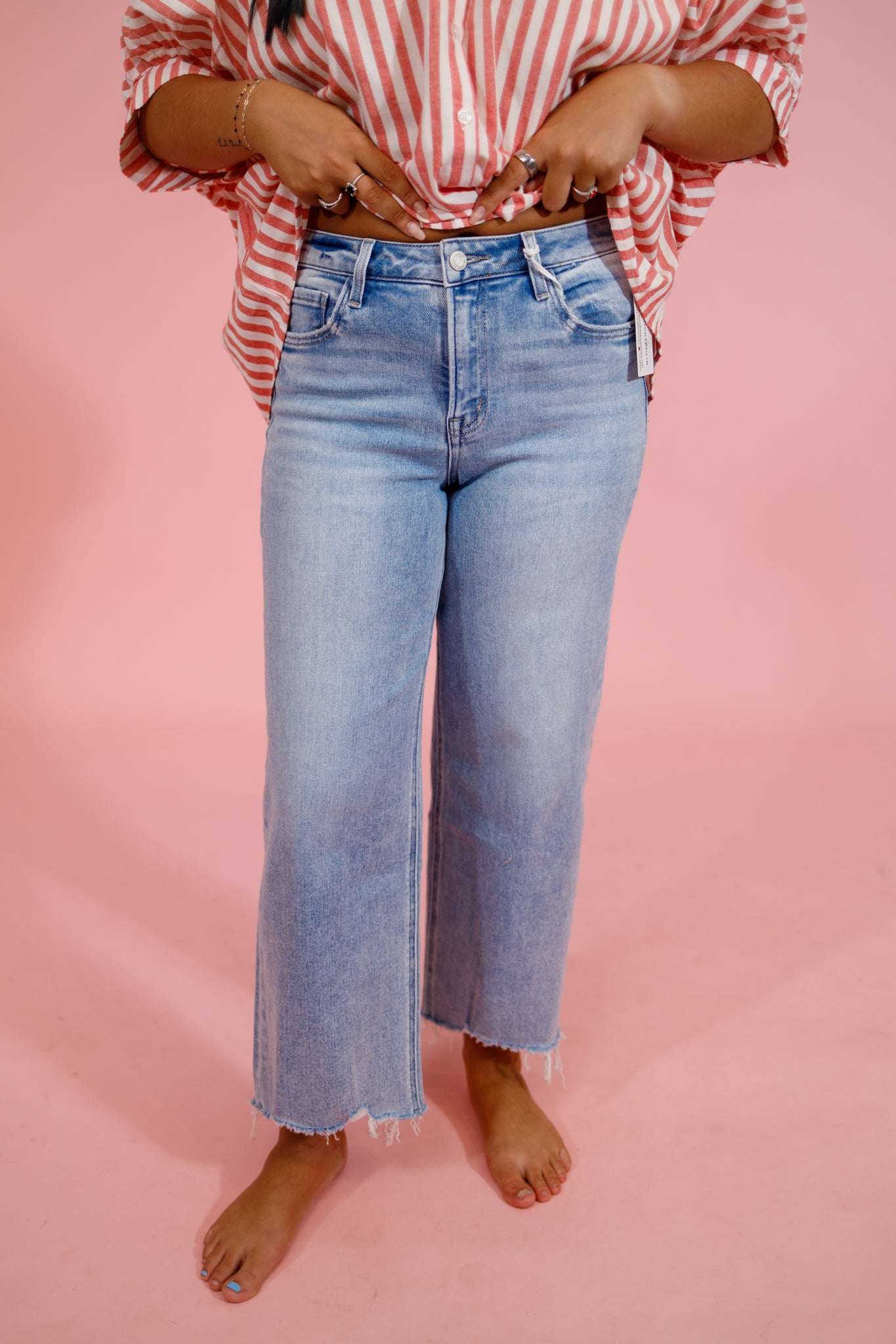 Vervet High Rise Distressed Wide Leg Jeans Jaxe + Grace Boutique