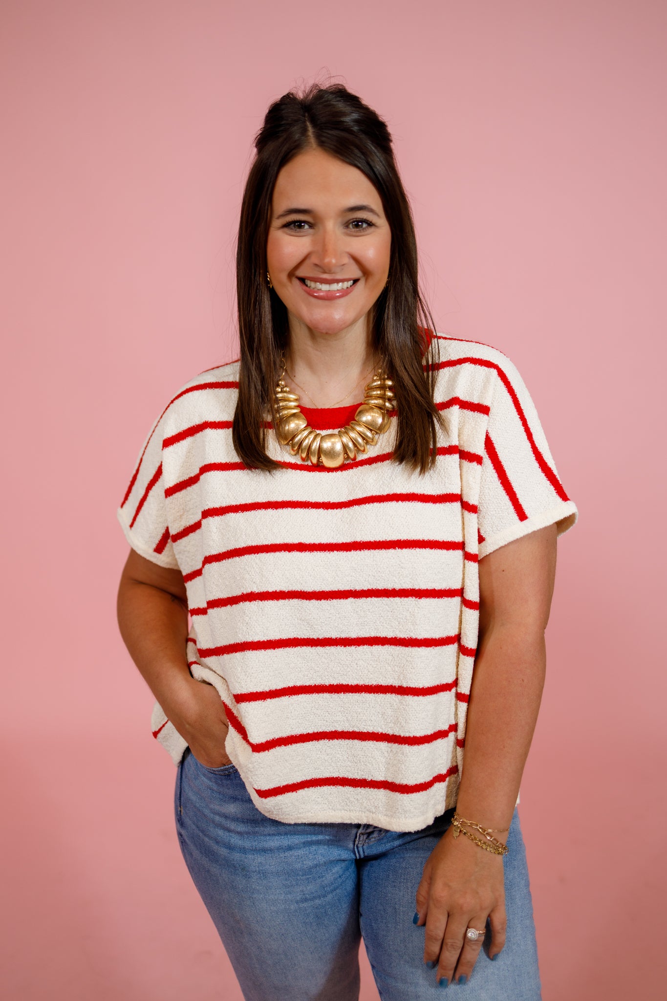 Striped Oversize Sweater Top, RUBY Jaxe + Grace Boutique