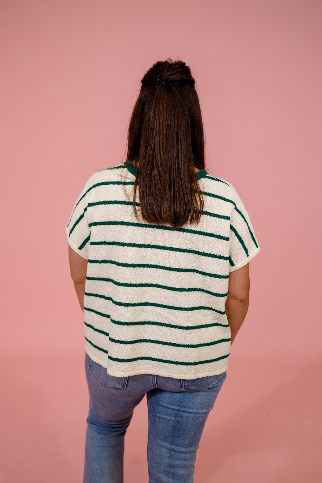 Striped Oversize Sweater Top, HUNTER GREEN Jaxe + Grace Boutique