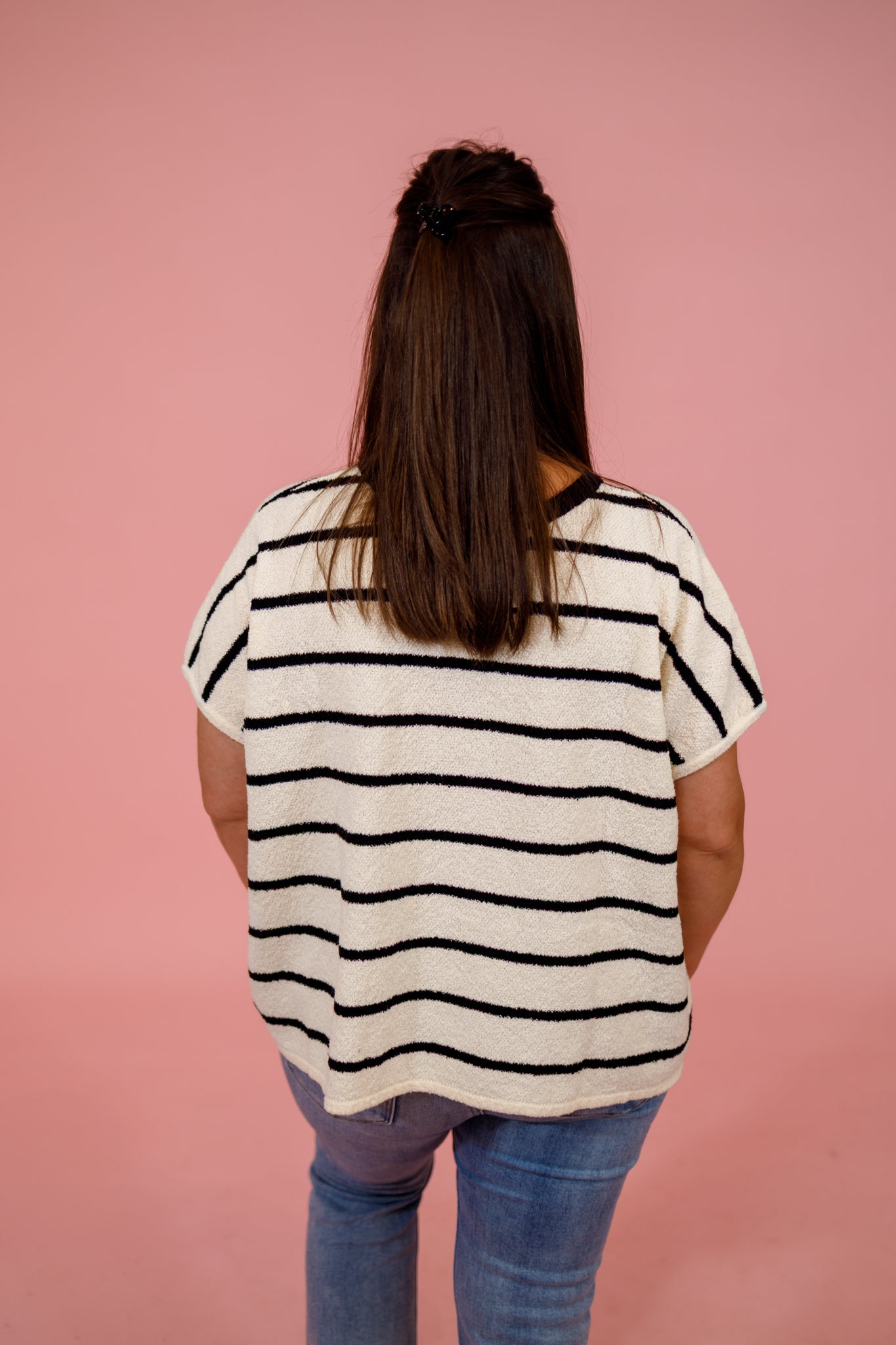 Striped Oversize Sweater Top, BLACK Jaxe + Grace Boutique