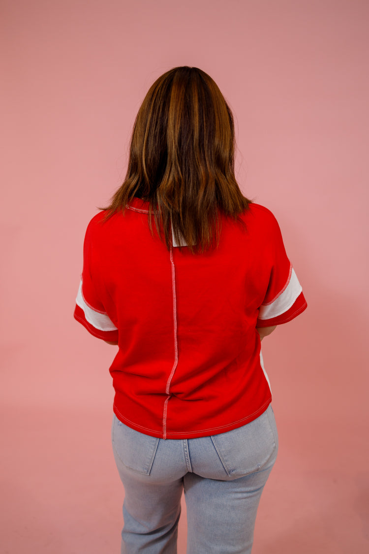 French Terry Color Block Exposed Seam Top, RUBY Jaxe + Grace Boutique