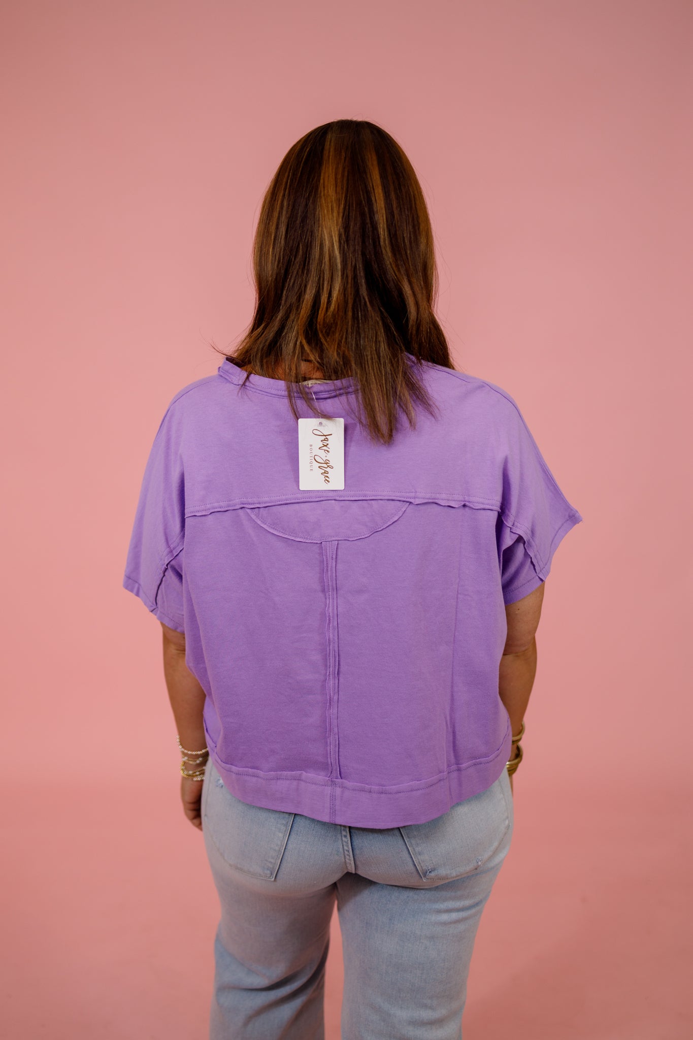 Exposed Seam Boxy Top, LAVENDER Jaxe + Grace Boutique