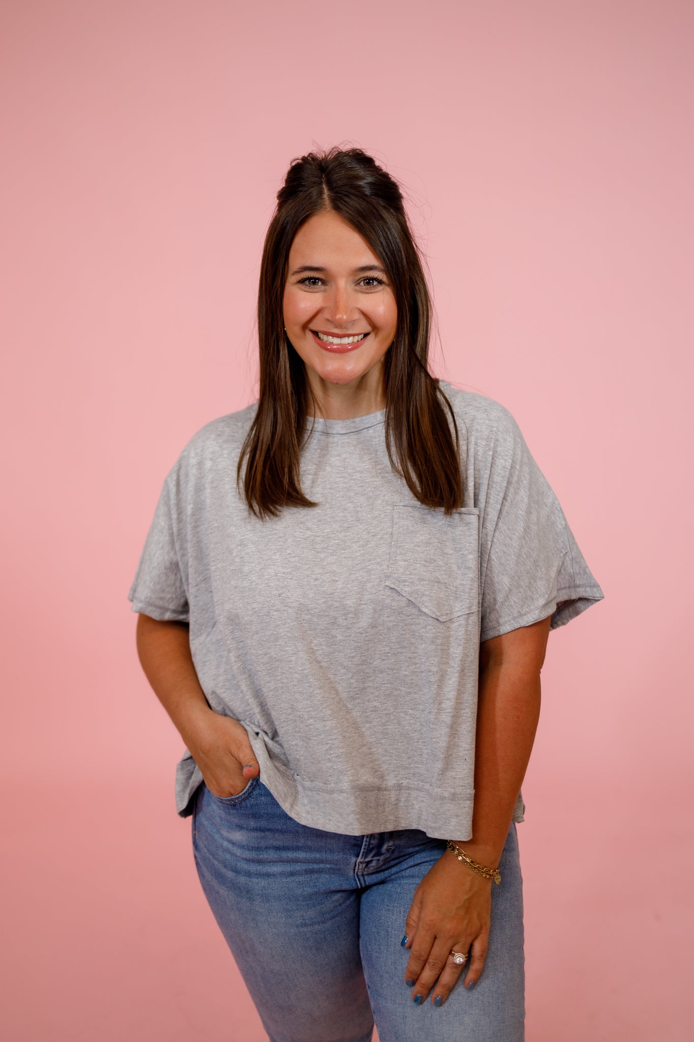 Exposed Seam Boxy Top, H GREY Jaxe + Grace Boutique
