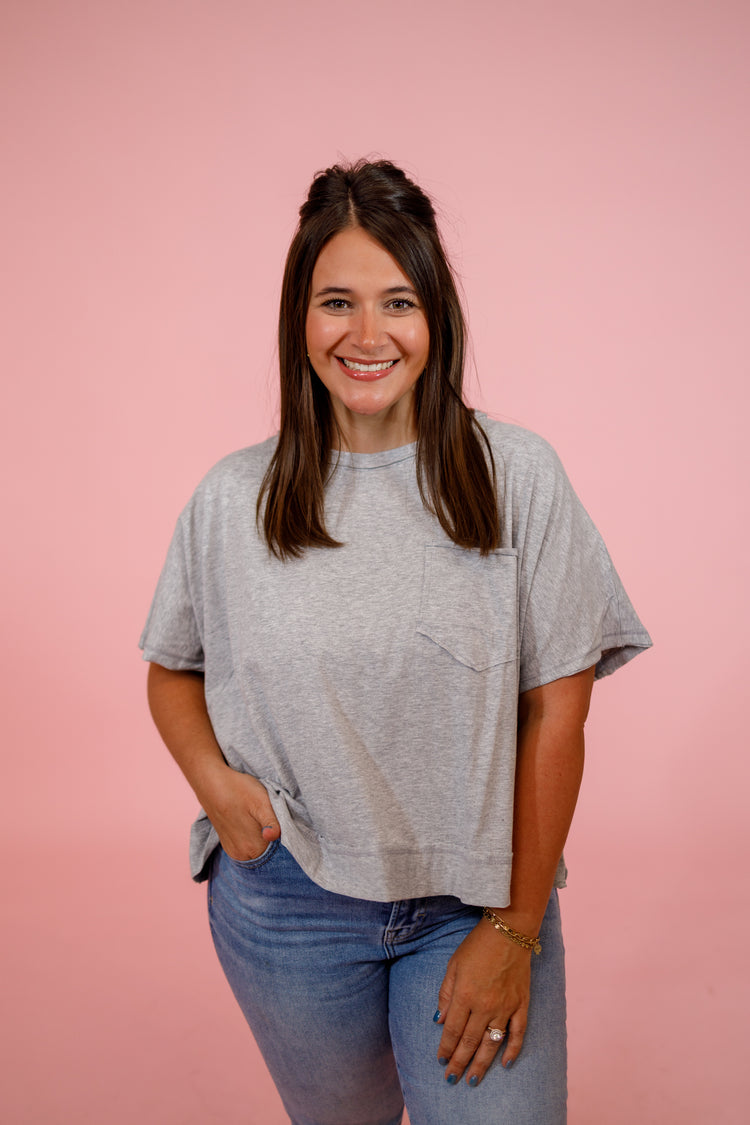 Exposed Seam Boxy Top, H GREY Jaxe + Grace Boutique