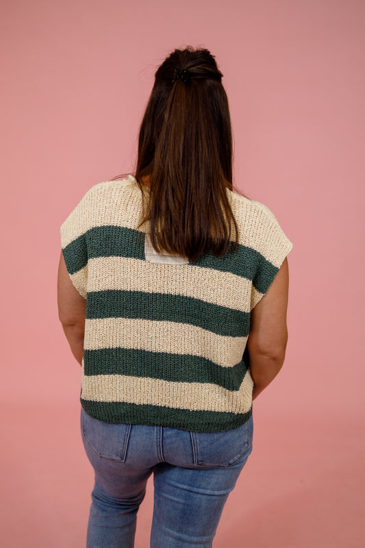 Slit Neck Striped Sleeveless Knit Top, ASH JADE Jaxe + Grace Boutique