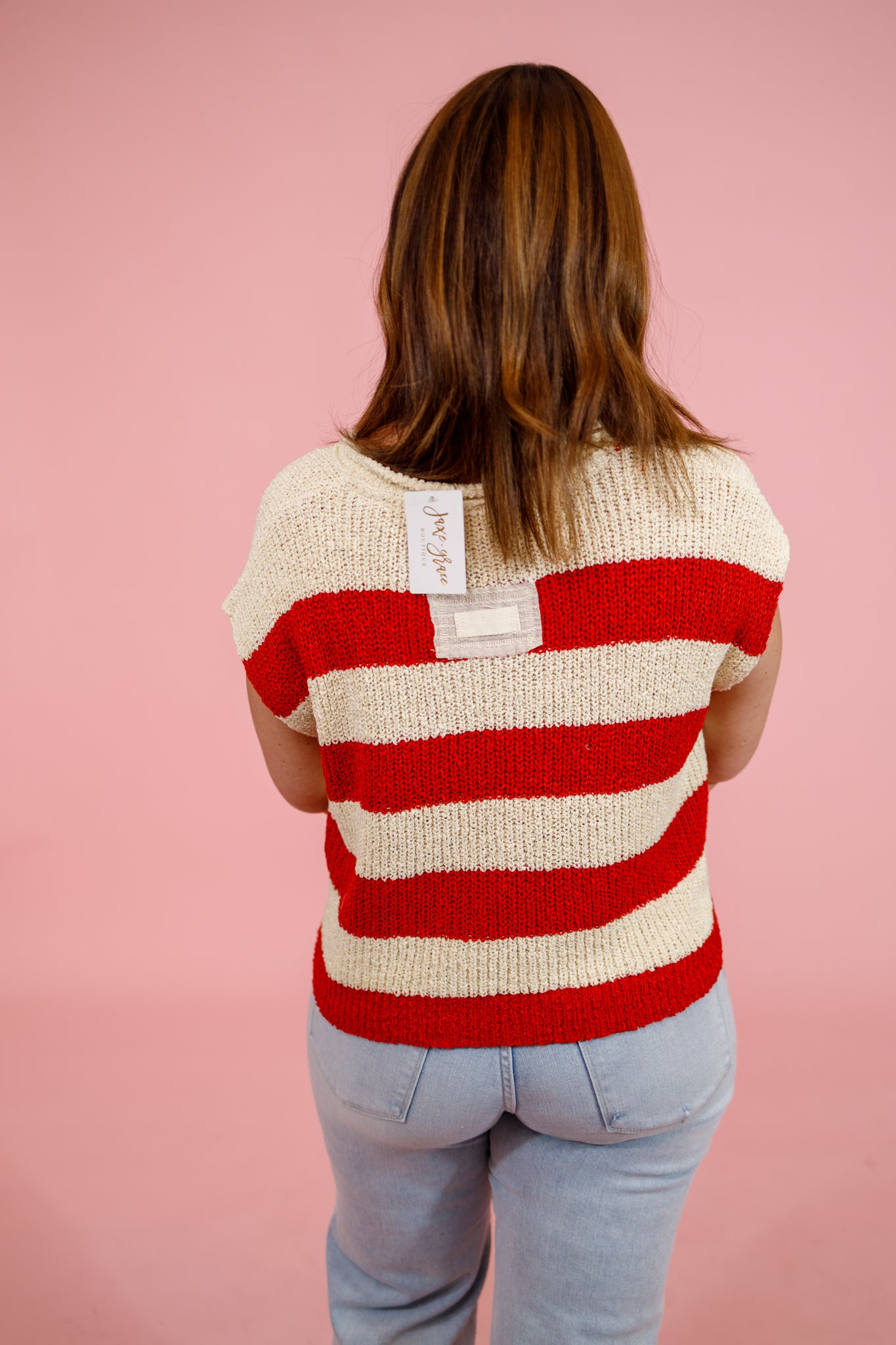 Slit Neck Striped Sleeveless Knit Top, RUBY Jaxe + Grace Boutique