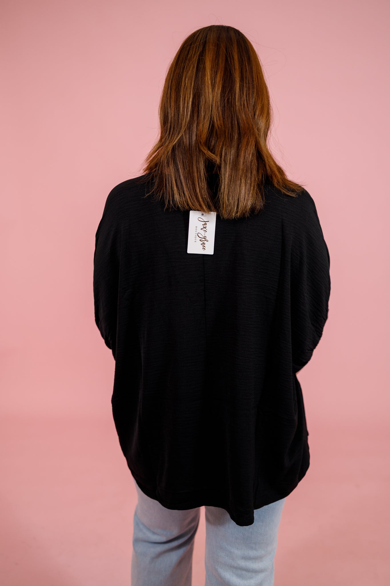 Woven V-neck Puff Half Sleeve Top, BLACK, S-3XL Jaxe + Grace Boutique
