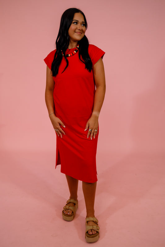 Round Neck Short Sleeve Midi Dress, RUBY Jaxe + Grace Boutique