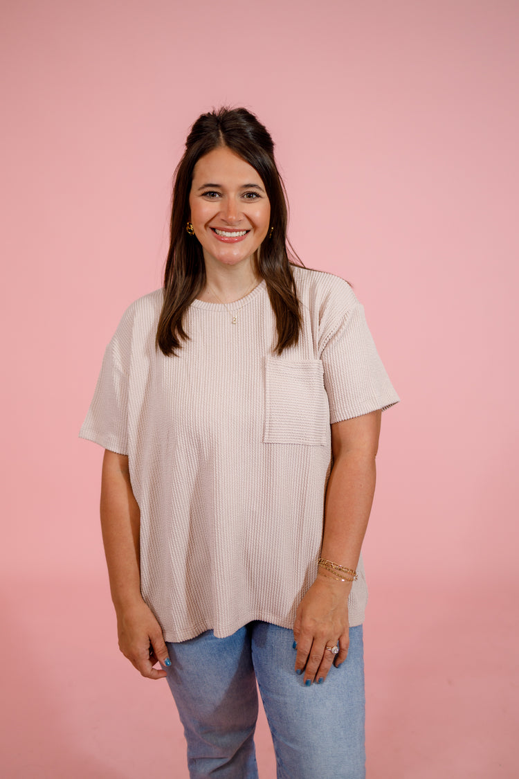 Ribbed Front Pocket Top, ASH MOCHA, S-3XL Jaxe + Grace Boutique