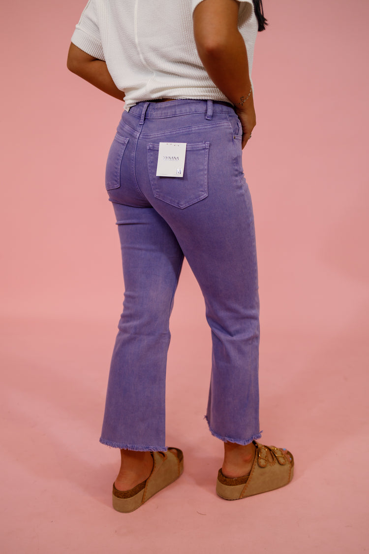 Z Acid Wash Crop Flare Jeans, LAVENDER Jaxe + Grace Boutique