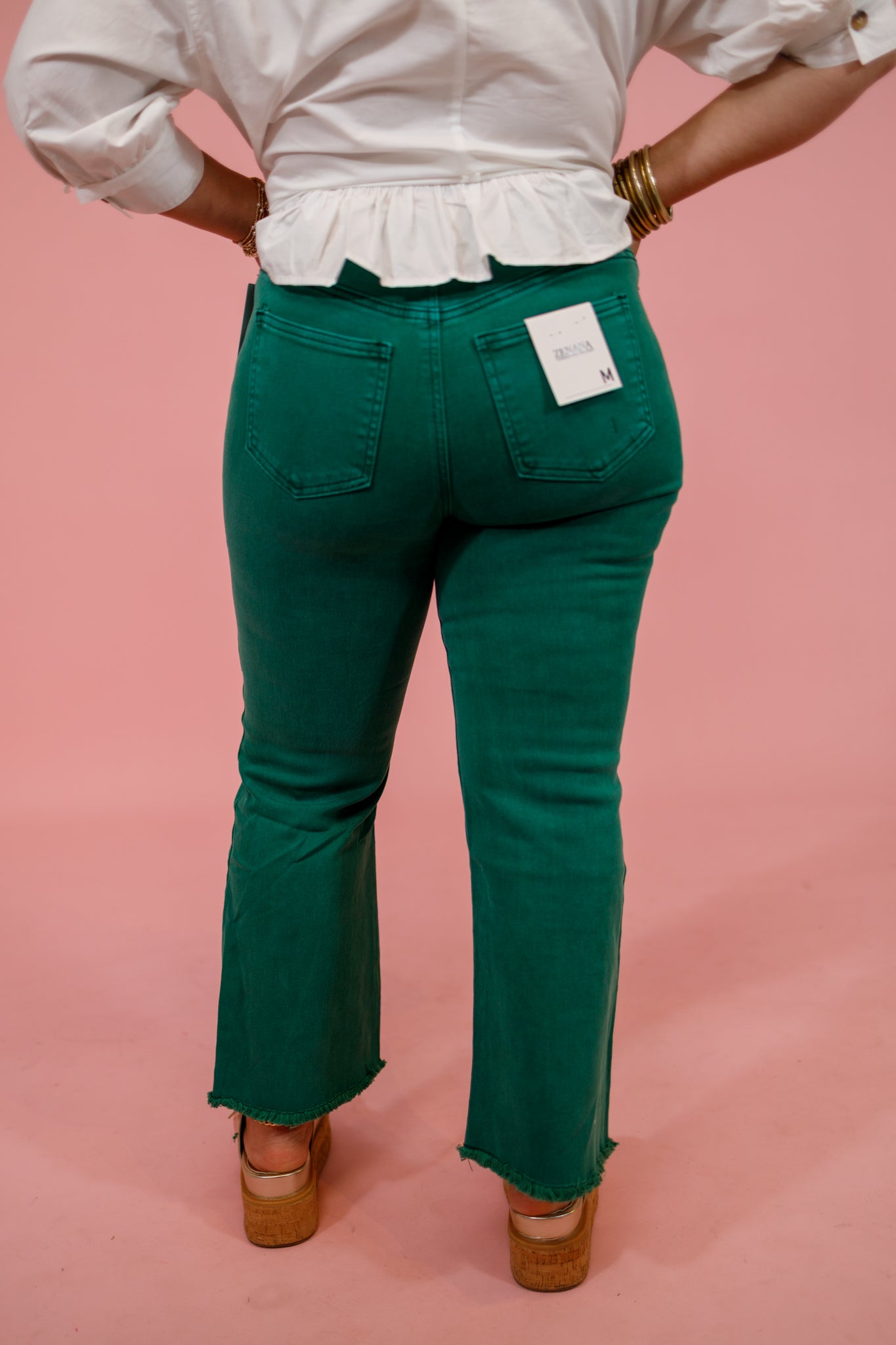 Z Acid Wash Crop Flare Jeans, DK GREEN Jaxe + Grace Boutique