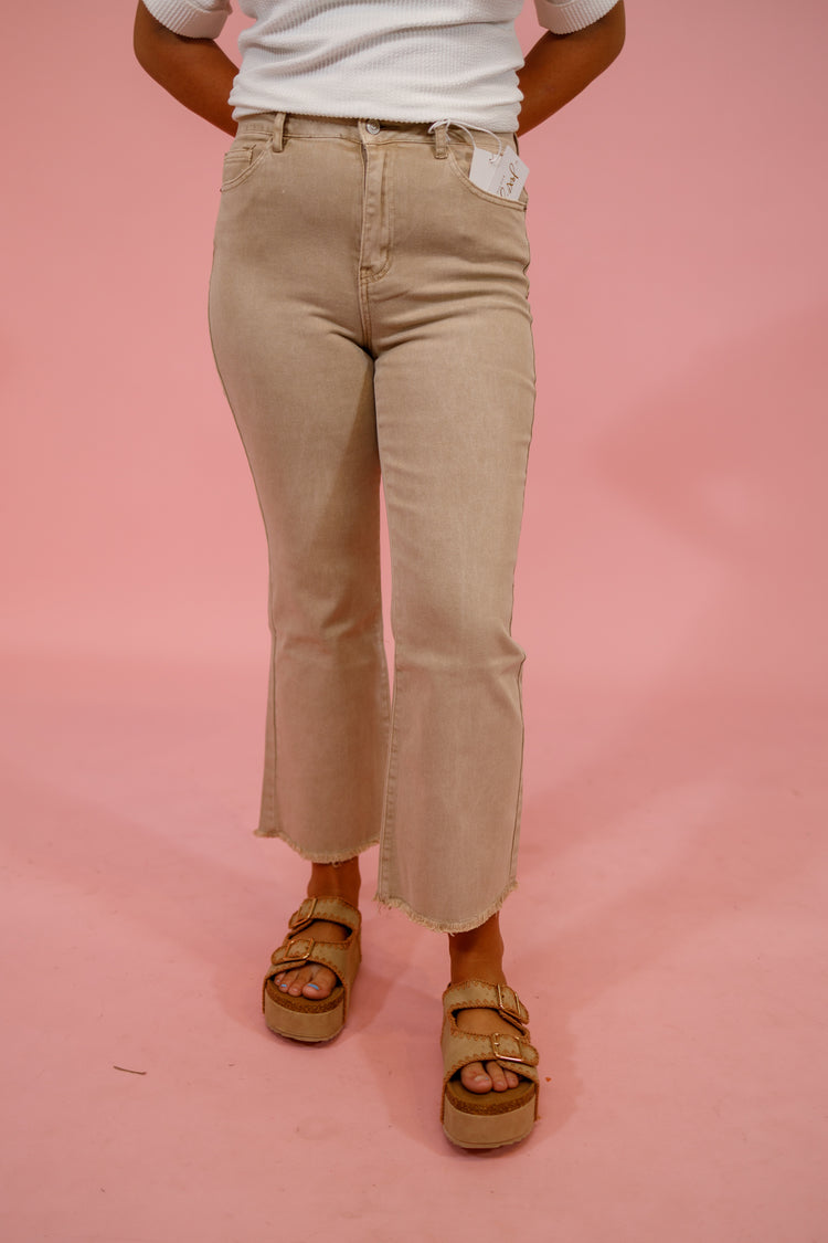 Z Acid Wash Crop Flare Jeans, ASH MOCHA Jaxe + Grace Boutique