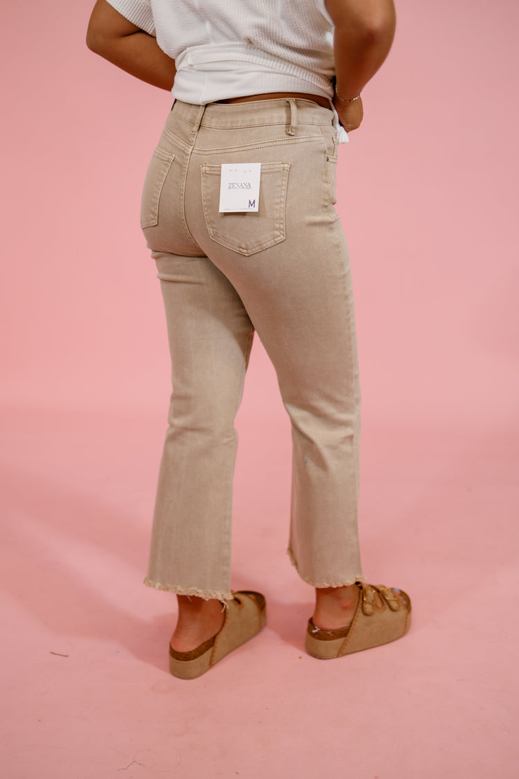 Z Acid Wash Crop Flare Jeans, ASH MOCHA Jaxe + Grace Boutique