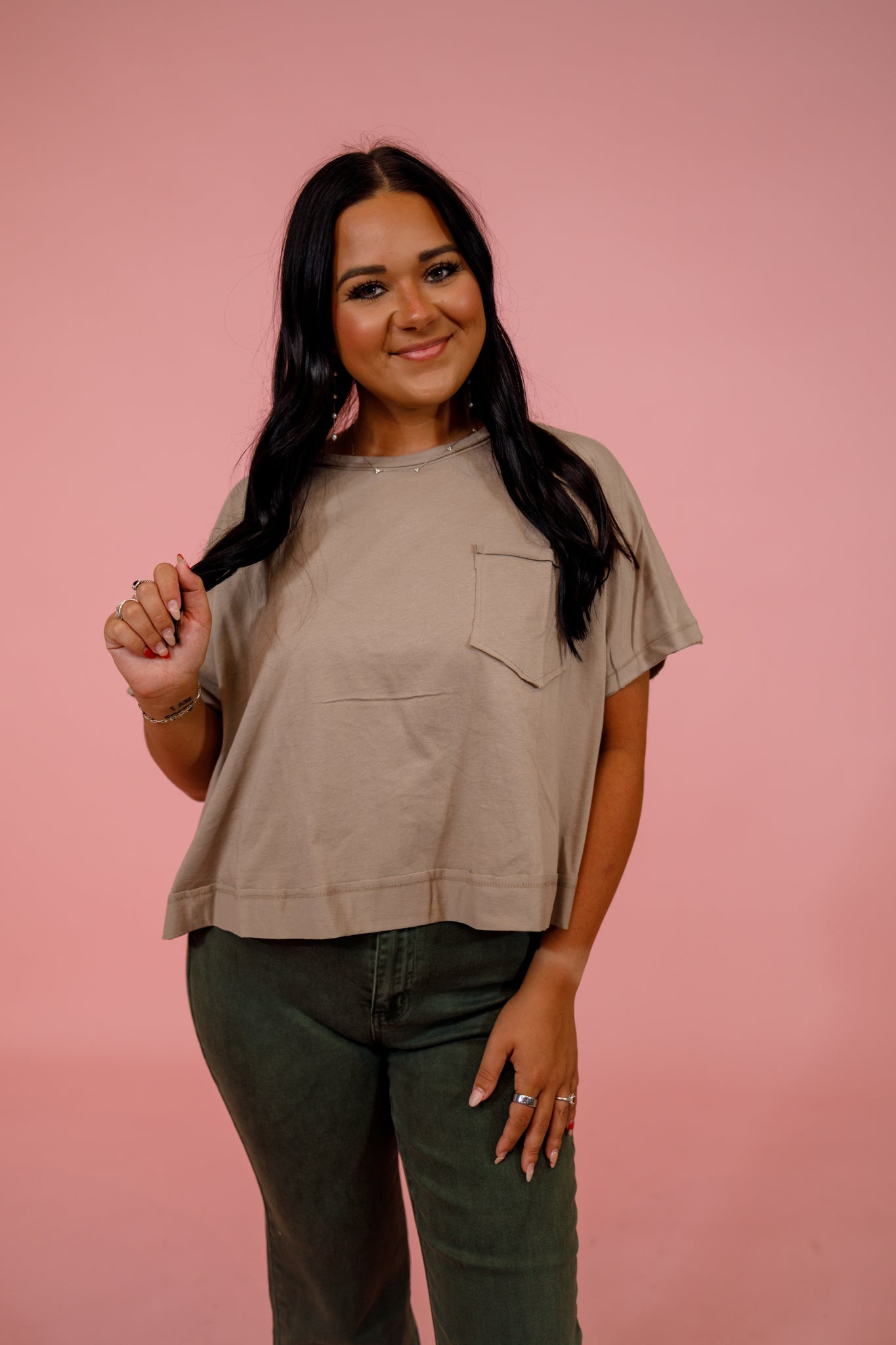Exposed Seam Boxy Top, ASH MOCHA Jaxe + Grace Boutique