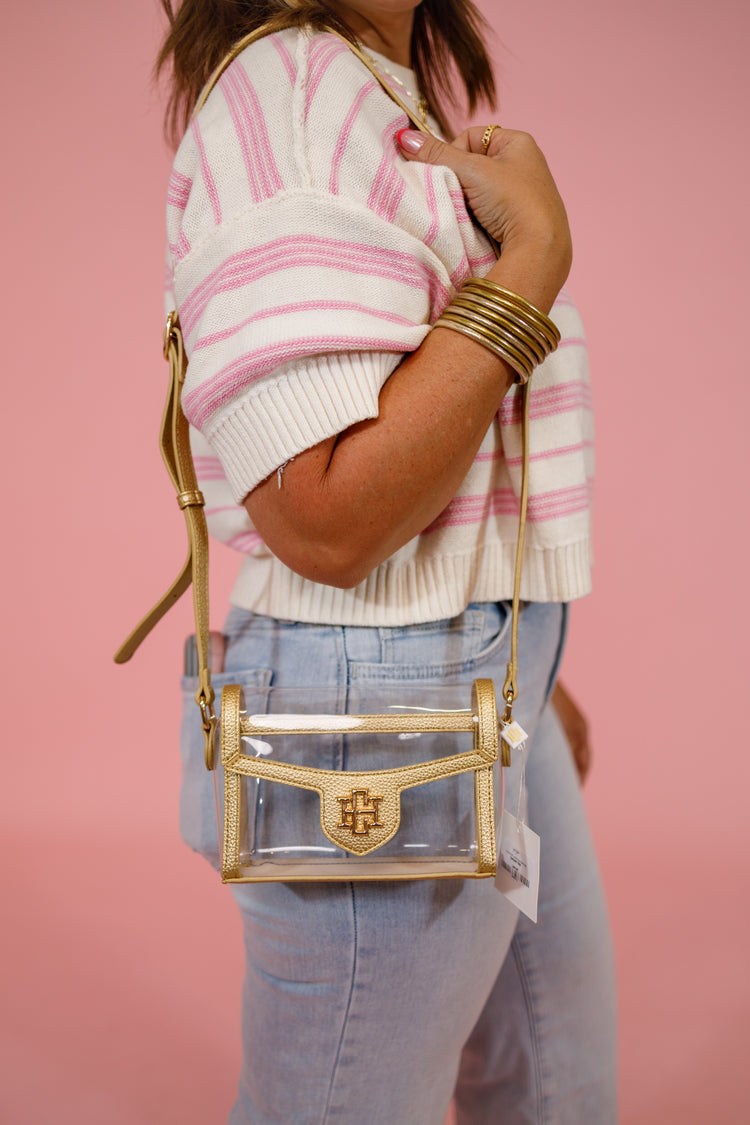 Caroline Hill - Gold Anna Clear Bag Jaxe + Grace Boutique