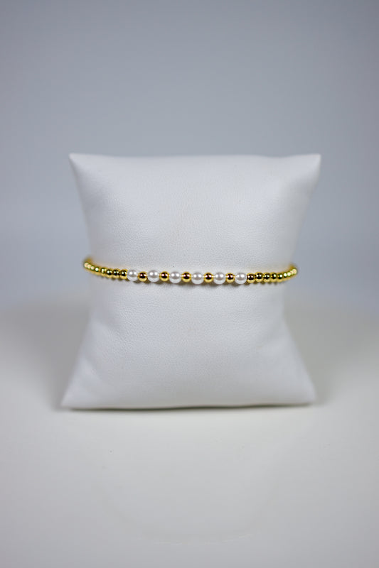 Pearl and Gold Beaded Bracelet Jaxe + Grace Boutique