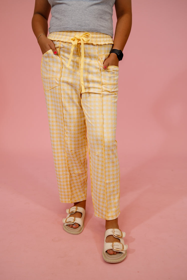 Soft Brushed Gingham Barrel Knit Pants, BANANA Jaxe + Grace Boutique