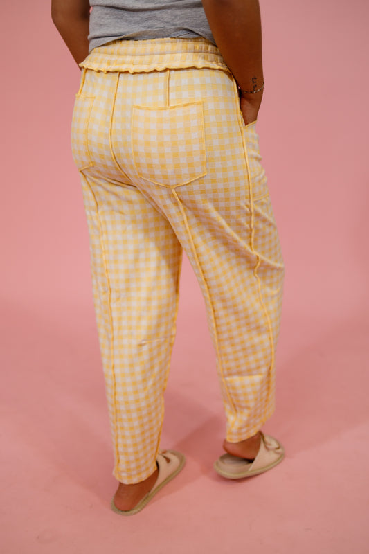Soft Brushed Gingham Barrel Knit Pants, BANANA Jaxe + Grace Boutique