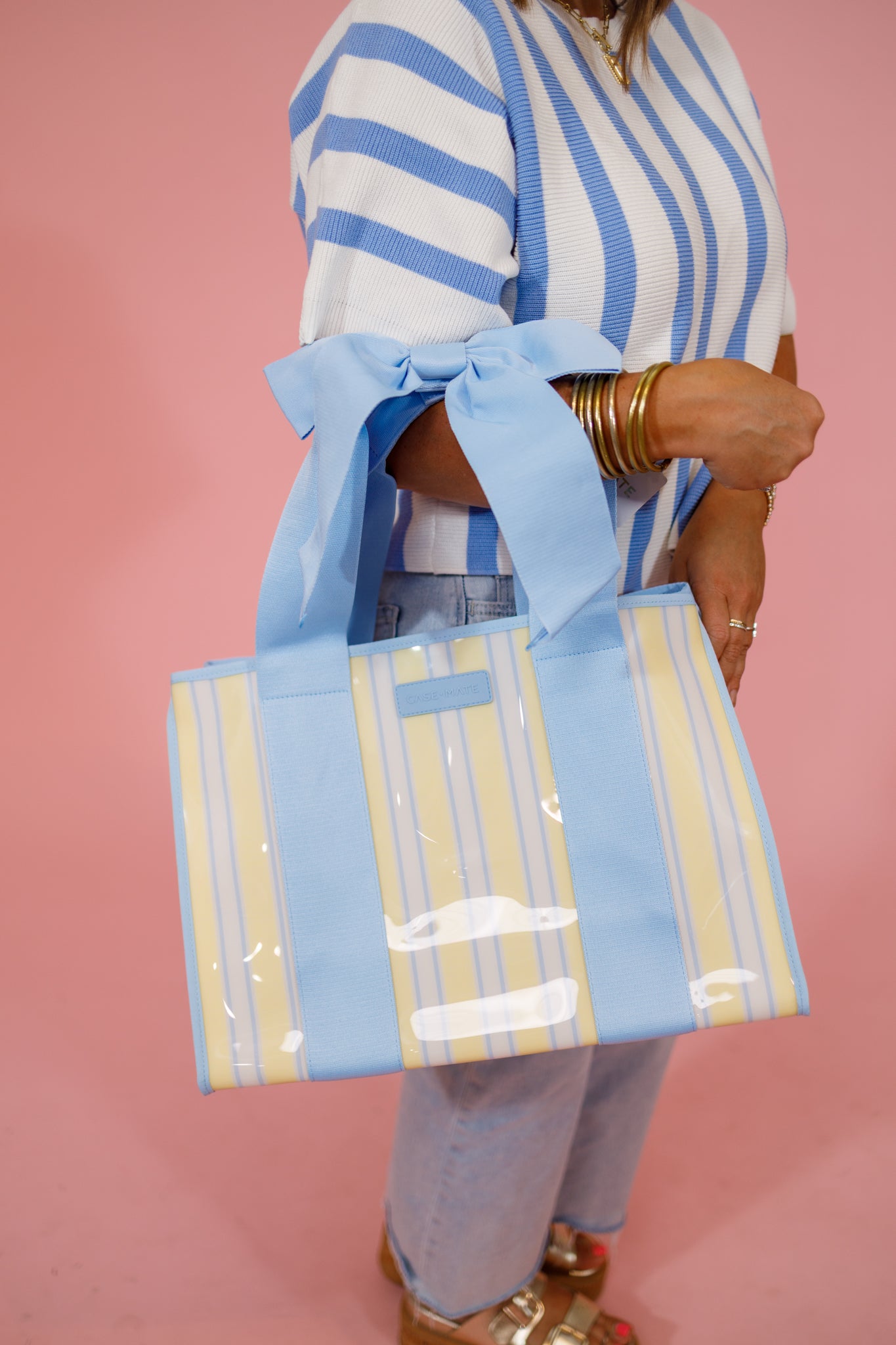 Case Mate Bubble Jelly Tote Bag, CABANA STRIPE BOW Jaxe + Grace Boutique