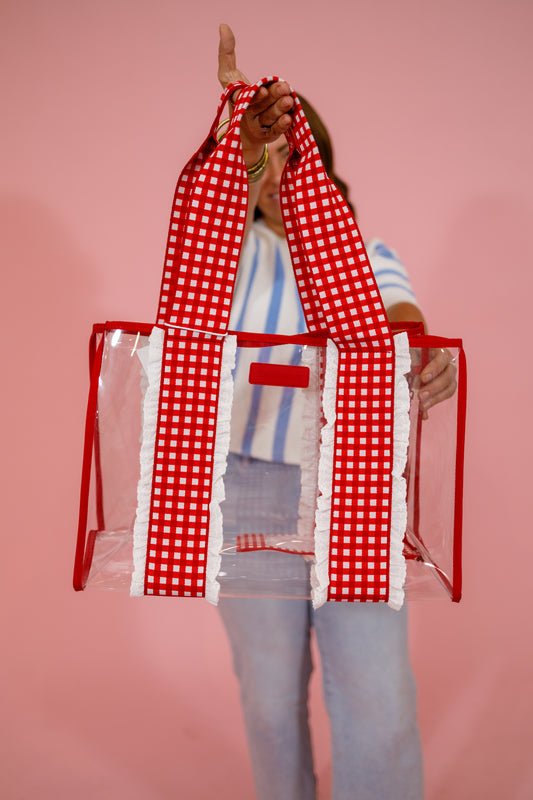 Case Mate Bubble Jelly Tote Bag, CHERRY GINGHAM Jaxe + Grace Boutique