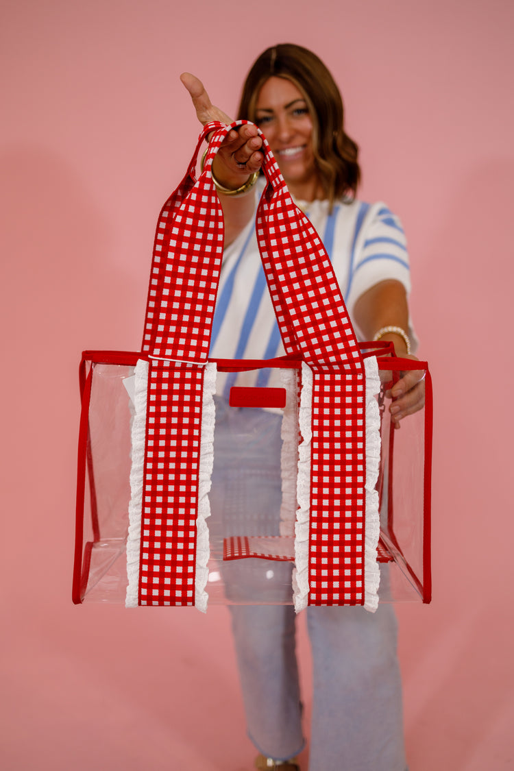 Case Mate Bubble Jelly Tote Bag, CHERRY GINGHAM Jaxe + Grace Boutique